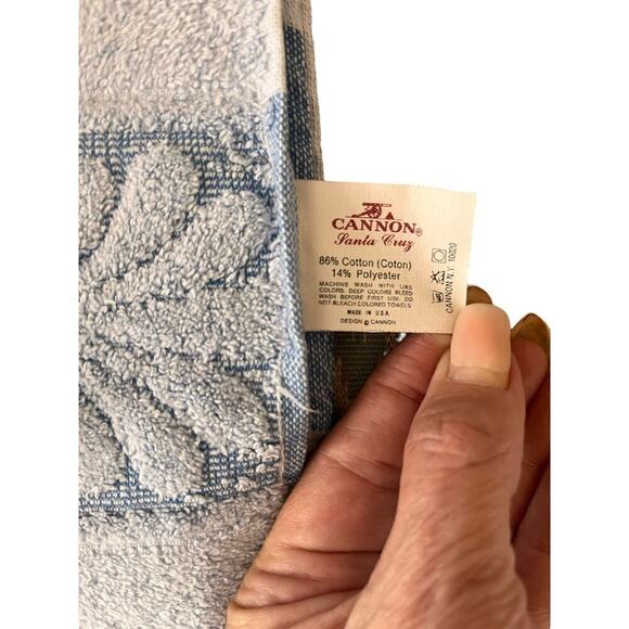 Vintage Cannon Santa Cruz Bath Towel Set, Sculpted, Blue, MCM, see description - Picture 2 of 3